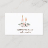 Professionele wijnglas, flesje, bloemen visitekaartje (Voorkant)