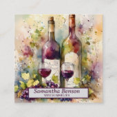 Professionele wijnvlek wijnglas wijn sommelier vierkante visitekaartje (Voorkant)