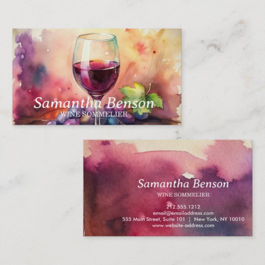 Professionele wijnvlek wijnglas wijn sommelier visitekaartje (Voorkant / Achterkant)