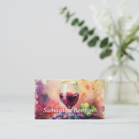 Professionele wijnvlek wijnglas wijn sommelier visitekaartje (Staand voorkant)