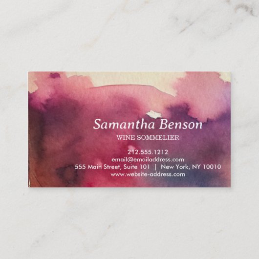 Professionele wijnvlek wijnglas wijn sommelier visitekaartje (Achterkant)