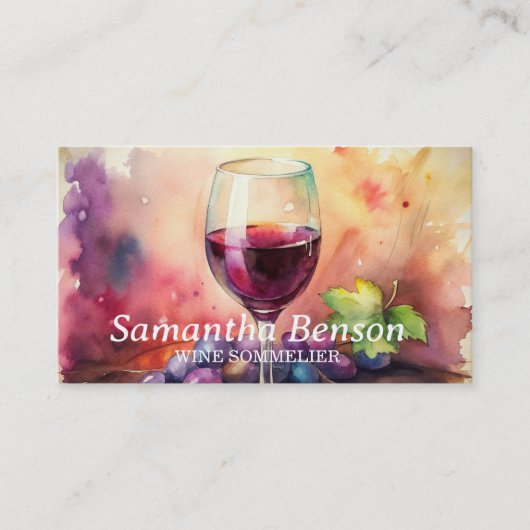 Professionele wijnvlek wijnglas wijn sommelier visitekaartje (Voorkant)