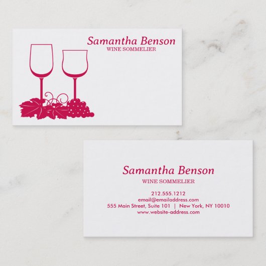 Professionele wijnvlek wijnglas wijn sommelier visitekaartje (Voorkant / Achterkant)