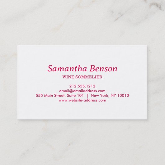 Professionele wijnvlek wijnglas wijn sommelier visitekaartje (Achterkant)