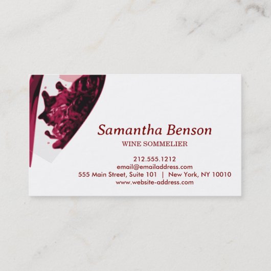 Professionele wijnvlek wijnglas wijn sommelier visitekaartje (Achterkant)