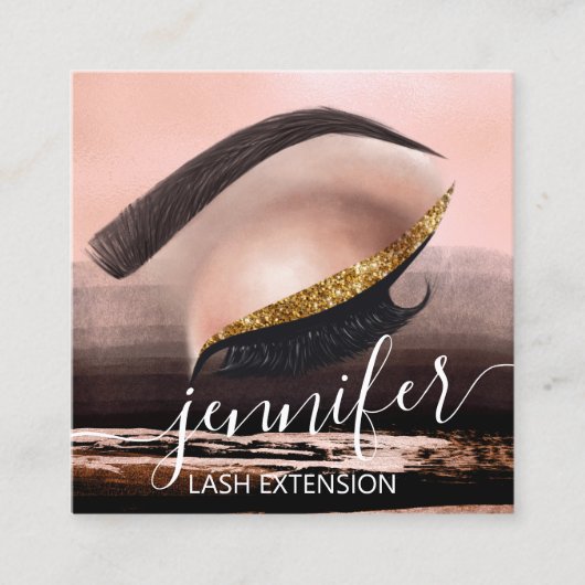 Professionele wimper extensie make-up artiest verf vierkante visitekaartje (Voorkant)