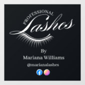 professionele wimpers, sociale media zwart modern raamsticker (Vel)
