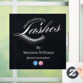 professionele wimpers, sociale media zwart modern raamsticker (Huis)