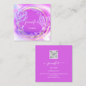 Professionele winkel Gold Pink Floral QR Code Logo Vierkante Visitekaartje (Voorkant / Achterkant)