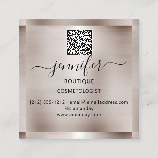 Professionele winkel met lage QR-code Silver Smoky Vierkante Visitekaartje (Achterkant)