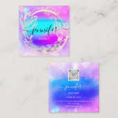 Professionele winkel Roos Gold Holograaf Roze Flor Vierkante Visitekaartje (Voorkant / Achterkant)