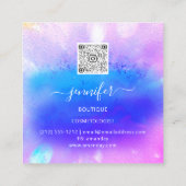 Professionele winkel Roos Gold Holograaf Roze Flor Vierkante Visitekaartje (Achterkant)