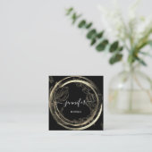 Professionele winkel SPA Lijst Floral Black White Vierkante Visitekaartje (Staand voorkant)