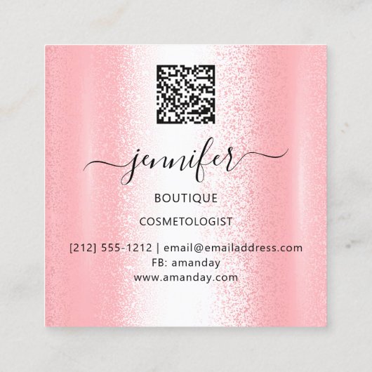 Professionele winkel Winkelen QR-code Roze goud Vierkante Visitekaartje (Achterkant)