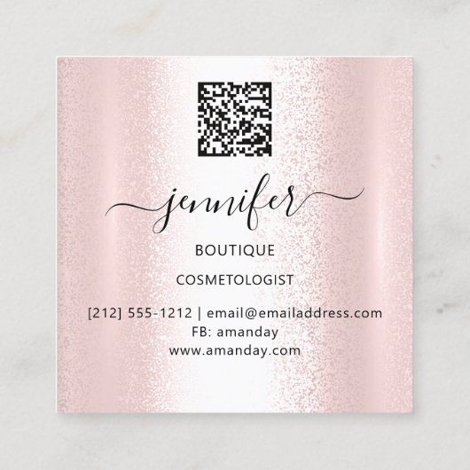 Professionele winkel Winkelvoorraad QR-code Roos G Vierkante Visitekaartje (Achterkant)