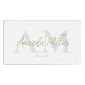 Professionele Wit en Goud Moderne Douane Magnetisc Naambadge (Voorkant)