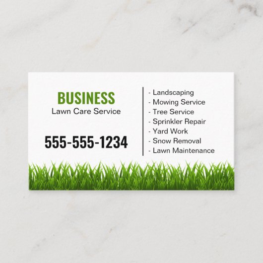 Professionele wit groen gras gazon service visitekaartje (Voorkant)