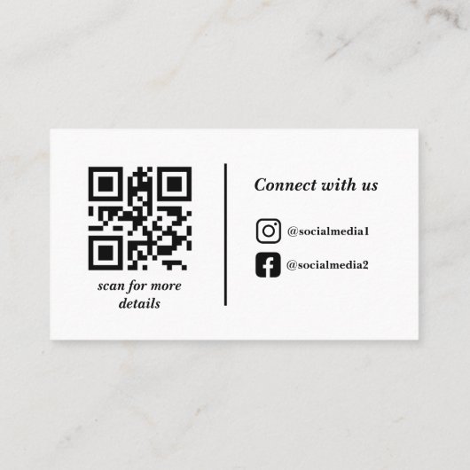 Professionele witte aangepaste zakelijke Logo QR-c Visitekaartje (Achterkant)