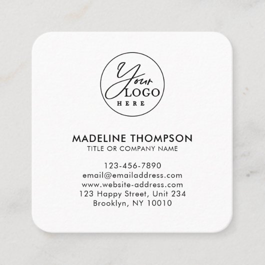 Professionele Witte Generieke Bedrijf Logo QR Code Vierkante Visitekaartje (Voorkant)