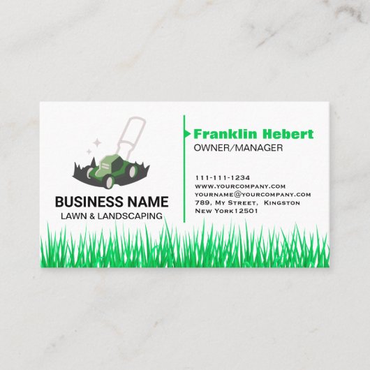 Professionele witte groene gazon zorg & landschaps visitekaartje (Voorkant)