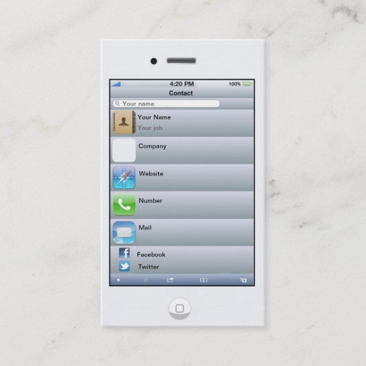 Professionele  witte iPhone-kaart Visitekaartje (Voorkant)