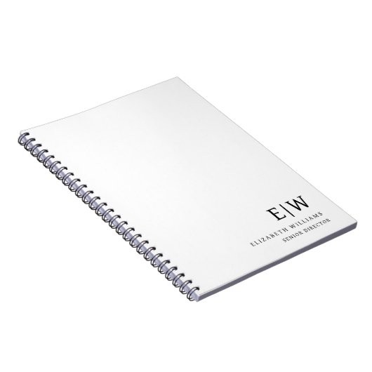 Professionele Witte Monogram Zakelijke Initiaal Notitieboek (Rechterzijde)