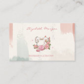 Professionele Witte Naaimachine Kat Borstel Stroke Visitekaartje (Voorkant)