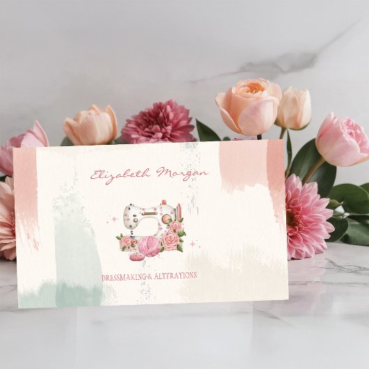 Professionele Witte Naaimachine Kat Borstel Stroke Visitekaartje