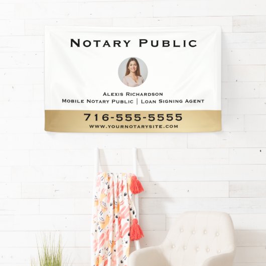 Professionele Witte Notaris Ronde Foto Marketing Spandoek (Insitu)