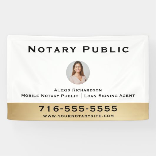 Professionele Witte Notaris Ronde Foto Marketing Spandoek (Horizontaal)