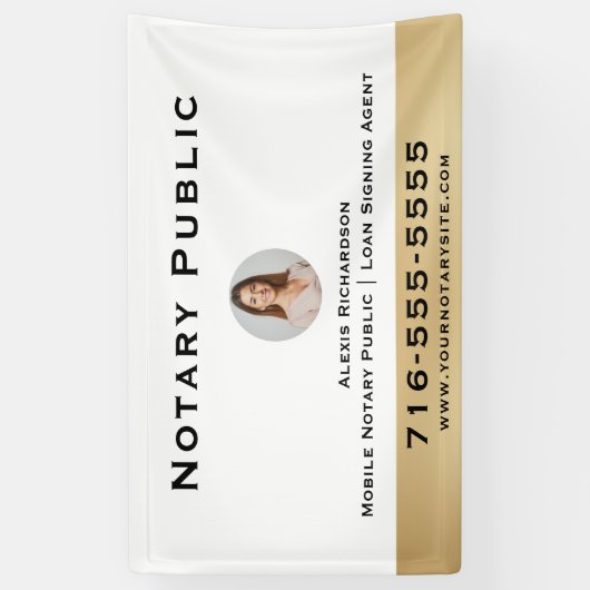 Professionele Witte Notaris Ronde Foto Marketing Spandoek (Verticaal)