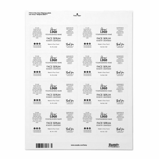 Professionele witte-olielabels etiket (Full Sheet)