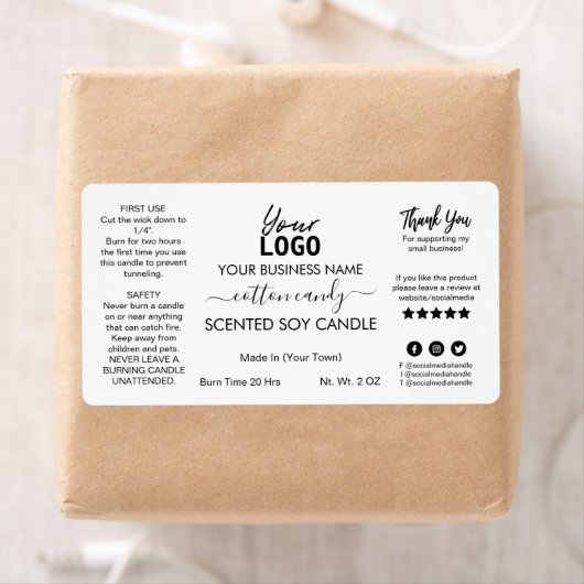 Professionele witte sojakandel etiket (Insitu)