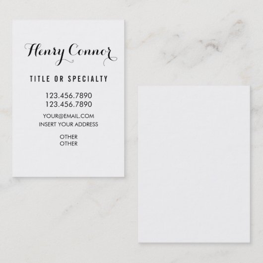 Professionele witte verticale kaart visitekaartje (Voorkant / Achterkant)