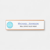 Professionele Witte Zaken Kantoor Logo Naam Titel Deurbordje (Voorkant)