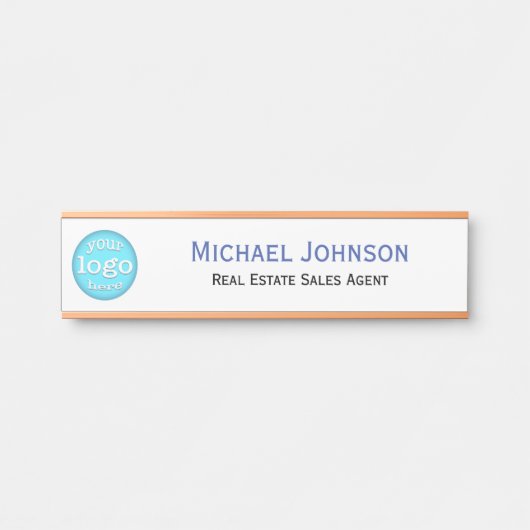 Professionele Witte Zaken Kantoor Logo Naam Titel Deurbordje (Voorkant)