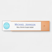 Professionele Witte Zaken Kantoor Logo Naam Titel Deurbordje (Voorkant)