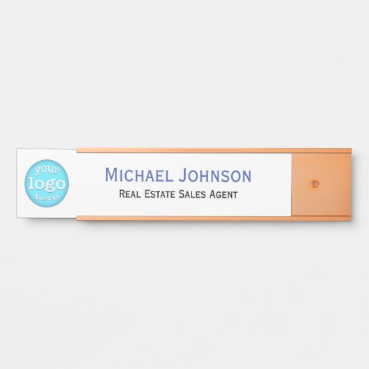 Professionele Witte Zaken Kantoor Logo Naam Titel Deurbordje (Voorkant)