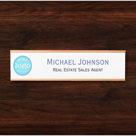 Professionele Witte Zaken Kantoor Logo Naam Titel Deurbordje