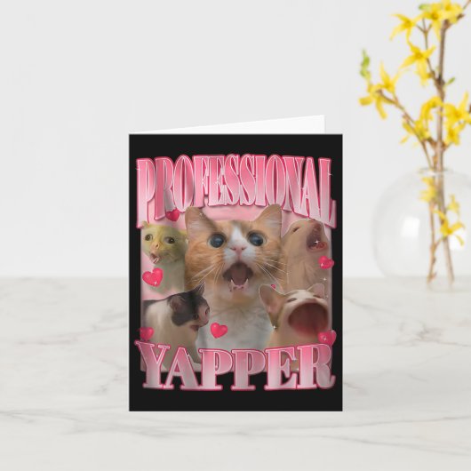 Professionele Yapper Kat Grappig Vreemd Specifiek  Kaart (Gele Bloem)