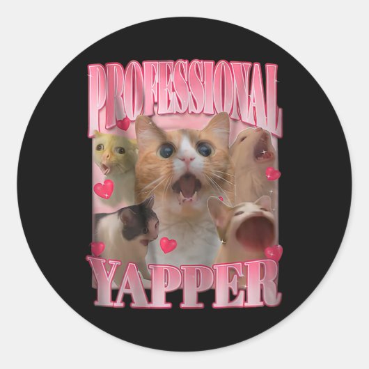 Professionele Yapper Kat Grappig Vreemd Specifiek Ronde Sticker (Voorkant)