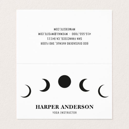 Professionele Yoga Instructeur Black Moon Visitekaartje (Buitenkant ongevouwen)