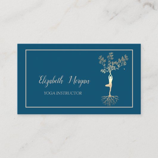Professionele Yoga Instructor, Gold Tree Silhouett Visitekaartje (Voorkant)