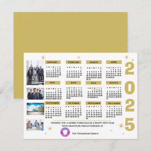 Professionele zakelijke begroeting 2025 jaarkalend feestdagenkaart (Voorkant / Achterkant)