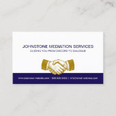 Professionele Zakelijke Blauw Goud Handshake Visitekaartje (Voorkant)