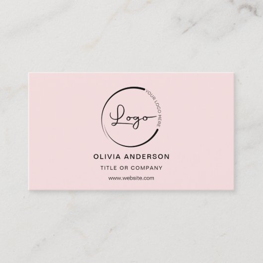 Professionele Zakelijke Blush Roze QR Code Visitekaartje (Voorkant)