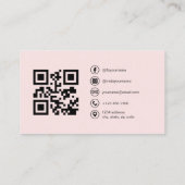 Professionele Zakelijke Blush Roze QR Code Visitekaartje (Achterkant)