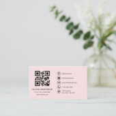Professionele Zakelijke Blush Roze QR Code Visitekaartje (Staand voorkant)