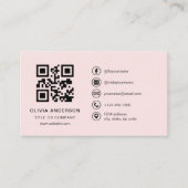 Professionele Zakelijke Blush Roze QR Code Visitekaartje (Voorkant)