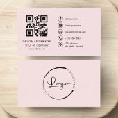 Professionele Zakelijke Blush Roze QR Code Visitekaartje